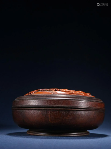 A Delicate Zitan Wood Inlaid Huangyang Wood Box