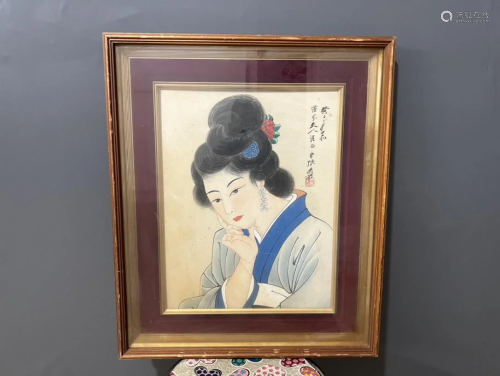 Maid Painting With Frame By Zhang Daqian