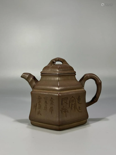 A Fine Zisha Six-Square Teapot By Dasheng Fan