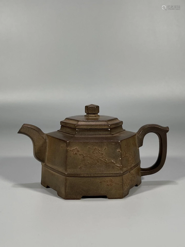 A Yixing Clay Hexagonal Teapot