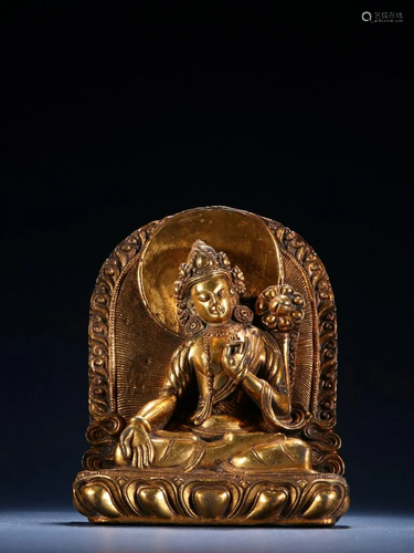 A Rare Gilt-bronze Figure of Guanyin