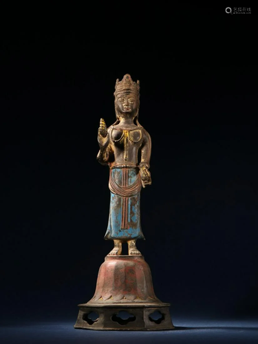 A Rare Bronze Painted Figure of Buddha