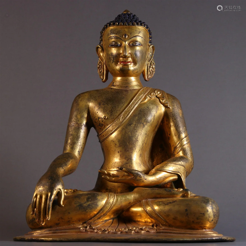 A Fine Gilt-bronze Figure of a Shakyamuni