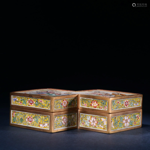 A Bronze and Painted Enamel Figure Box