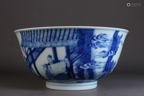 A Rare Bule and White 'Character story ' Bowl