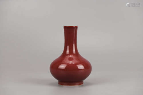 Altar Red Glaze Bottle Vase Qianlong Mark