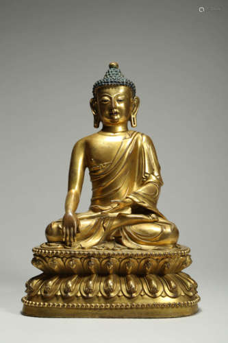 Gilt Bronze Figure of Shakyamuni Yongle Mark