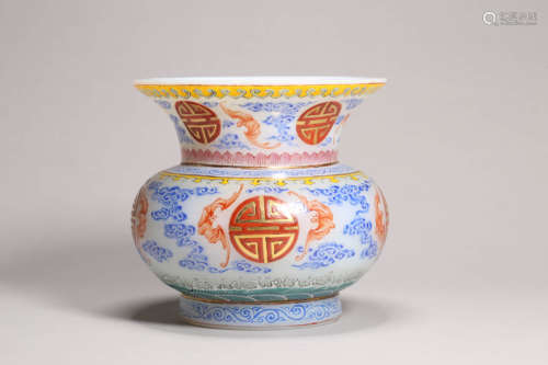 Painted Glass Bat&Cloud Zhadou Vessel Yongzheng Mark