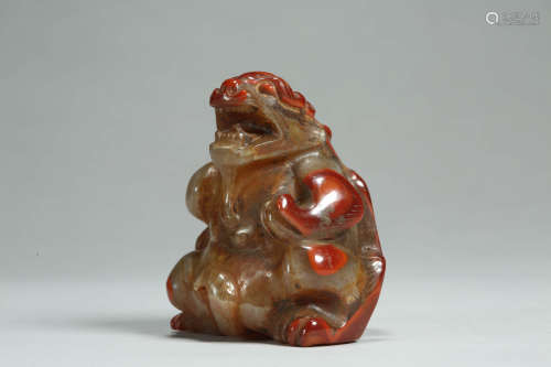 Carved South Red Agate Mythical Beast