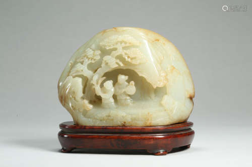 Hetian Jade Boys and Pine Boulder