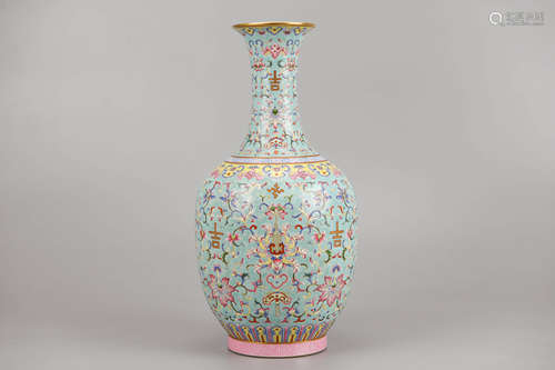 Famille Rose Flower Fortune Vase