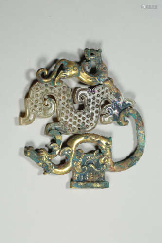 Gilt Bronze Dragon-Form Pendant
