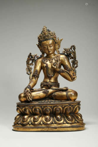 Gilt Bronze Figure of Avalokitesvara Central Tibet