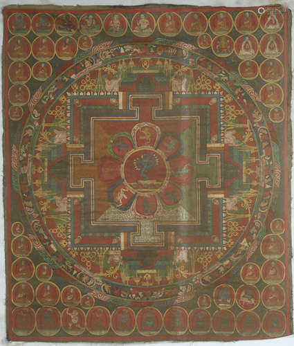 Painted Thangka of Chakrasamvara Mandala