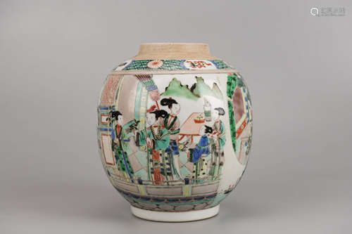 Wucai Glaze Figure Jar