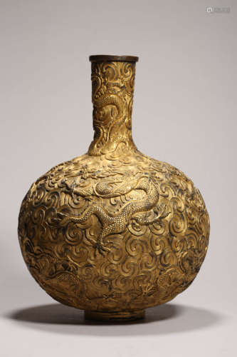 Gilt Bronze Dragon and Cloud Tianqiuping Kangxi Mark