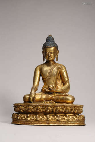 Gilt Bronze Figure of Shakyamuni Central Tibet