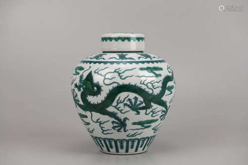 Green Glaze Dragon Jar Jiaqing Mark