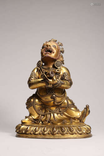 Gilt Bronze Figure of Deity Central Tibet