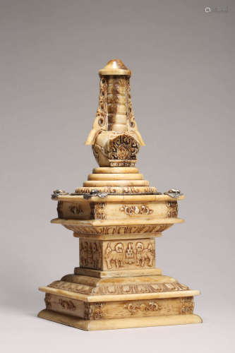 Silver Gilding Carved Stupa