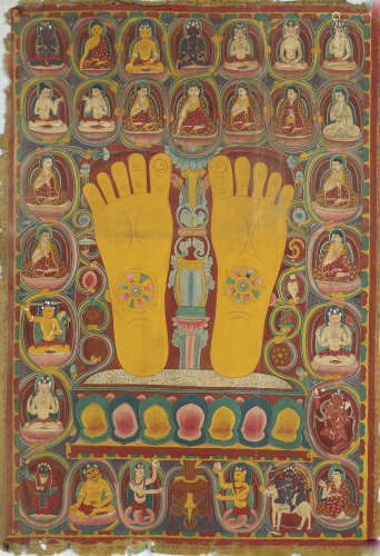 Painted Thangka of Buddha Print