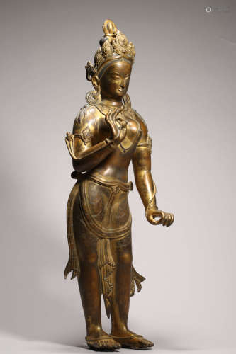 Gilt Bronze Figure of Guanyin Central Tibet