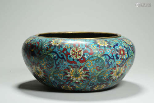 Cloisonne Enamel Lotus Eight Treasure Alms Bowl Qianlong Mar...