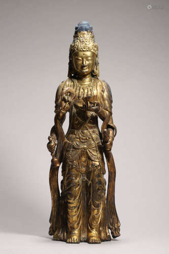 Dali Kingdom Gilt Bronze Figure of Four-Armed Guanyin