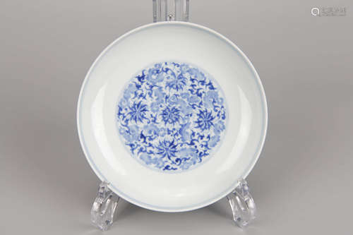 Blue and White Lotus Dish Yongzheng Mark