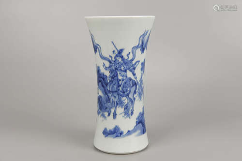 Blue and White Figure Gu Vase