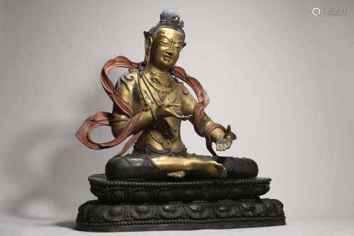 Probably Imperial Painted Copper Alloy Figure of Buddha