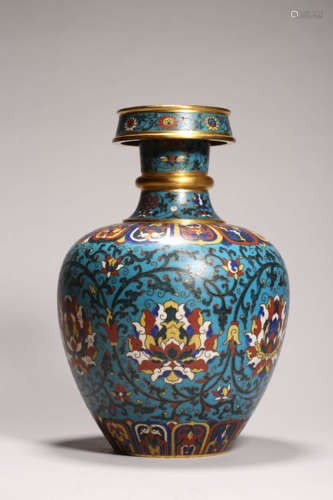 Cloisonne Enamel Lotus Penba-Style Vase Jingtai Mark