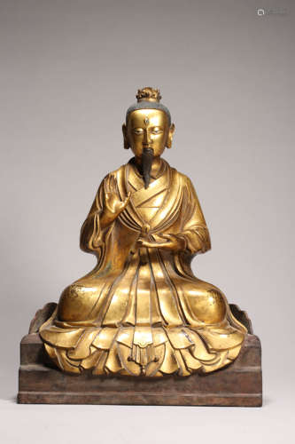 Gilt Bronze Daoist Immortal
 Statue