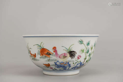 Famille Rose Rooster Bowl