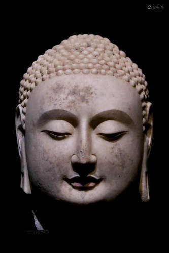 Carved Marble Stone Head of Buddha