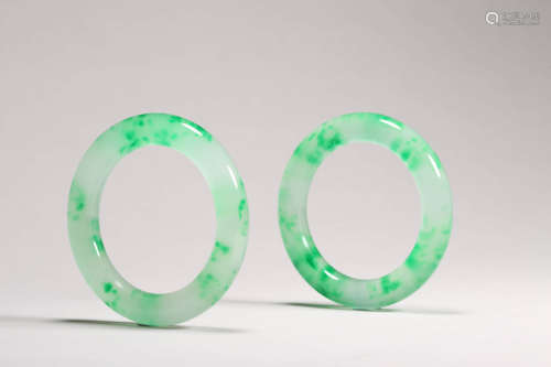 Pair of Carved Jadeite Bangles