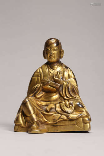 Gilt Bronze Figure of Guru Central Tibet