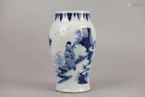 Blue and White Figure Jar