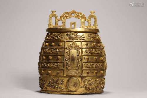 Gilt Bronze Dragon Temple Bell