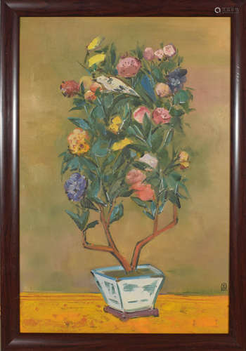 Oil Painting, Flower and Vase