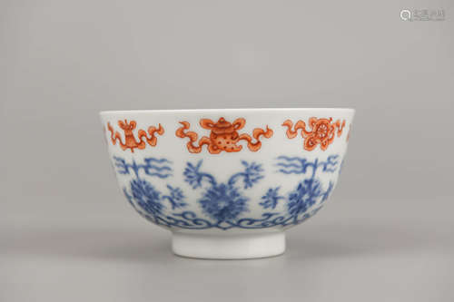 Iron-Red Glaze Eight Treasures Bowl Xianfeng Mark