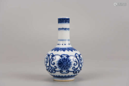 Blue and White Lotus Vase Yongzheng Mark