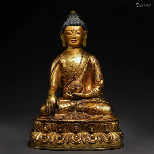 CHINESE GILT BRONZE SEATED BUDDHA