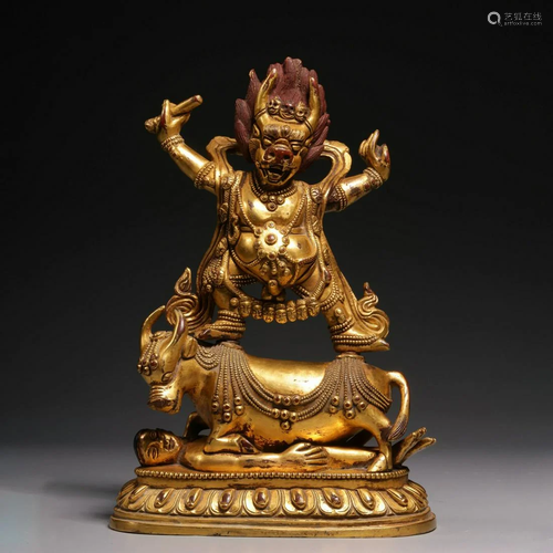 TIBETAN GILT BRONZE SAMANTAKA