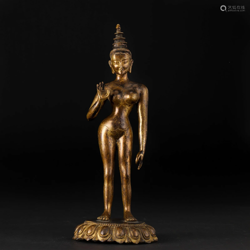 NAPELESE GILT BRONZE STANDING BUDDHA