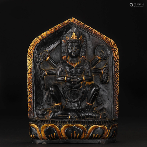 TIBETAN BLACK STONE BUDDHA