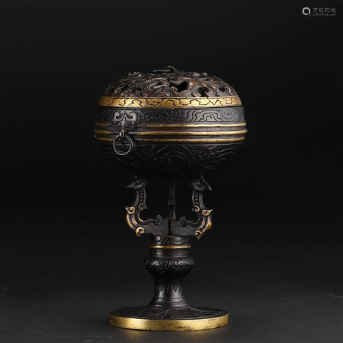 CHINESE BRONZE DOU INCENSE CAGE