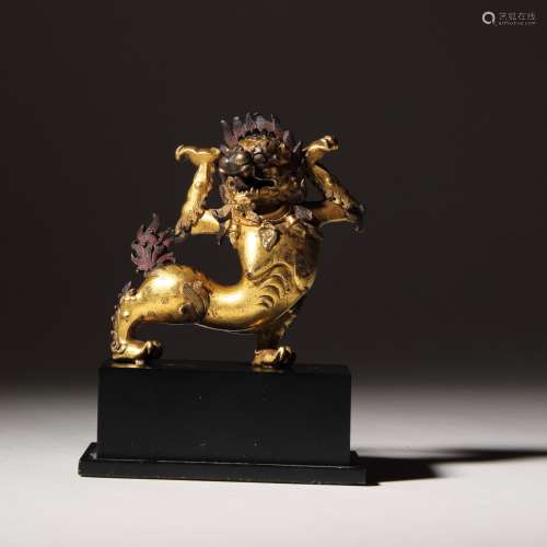 15-16世纪 铜鎏金雪狮