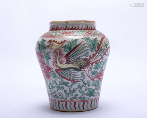A red and green glazed 'phoenix' vase