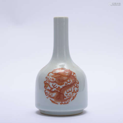 An allite red glazed 'dragon' bottle